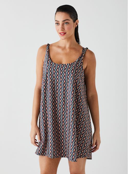 Vestido de Praia Alça Torcida Estampado 15604