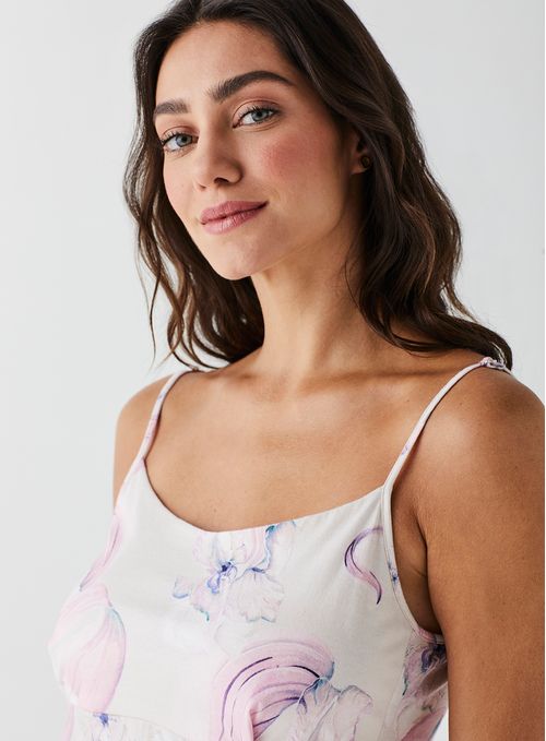 Camisola Curta de Alcinha de Algodão Estampada 29706