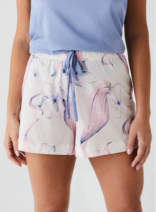 Shorts de Pijama de Algodão Estampado 27708