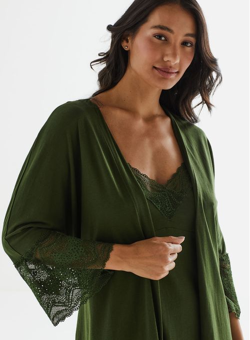 Robe de Algodão com Renda 23705 - Nori